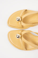 ESTELA - Light Yellow Leather With Embellishment Sandals