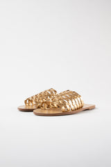 ESTRELLA - Gold Woven Leather Sandals