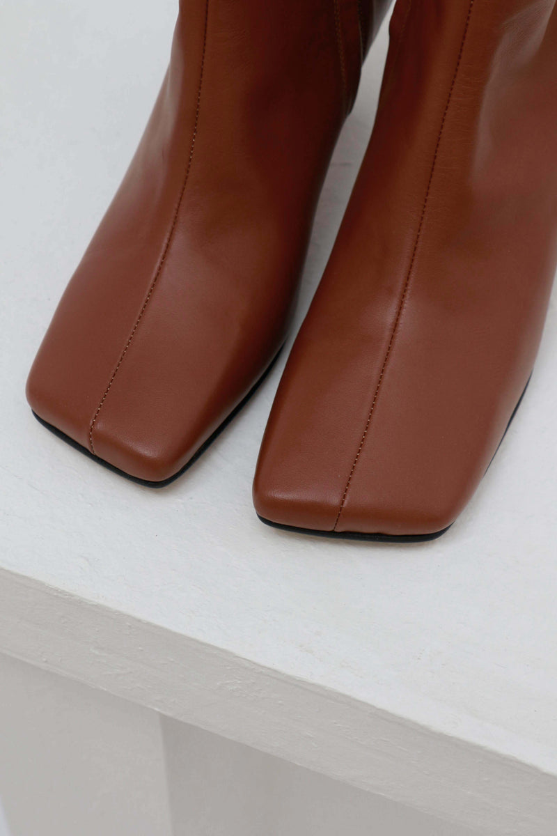 EUGENIA - Brown Leather Ankle Boots