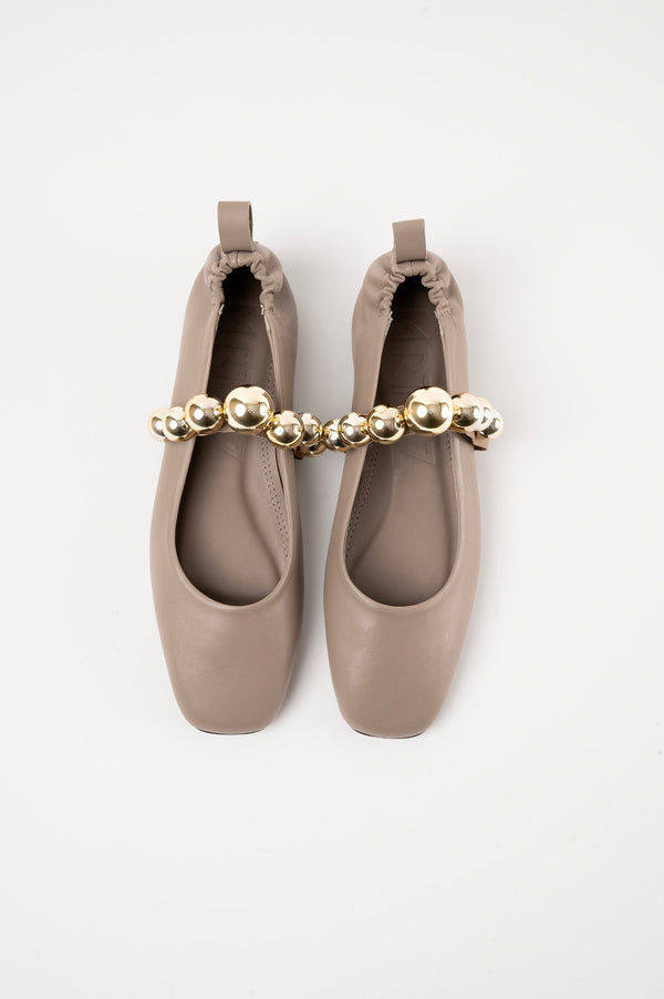 FLAMENCA - Light Taupe Leather Ballerina