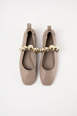 FLAMENCA - Light Taupe Leather Ballerina