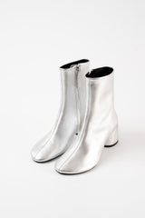 FLAVIA - Silver Leather Ankle Boots