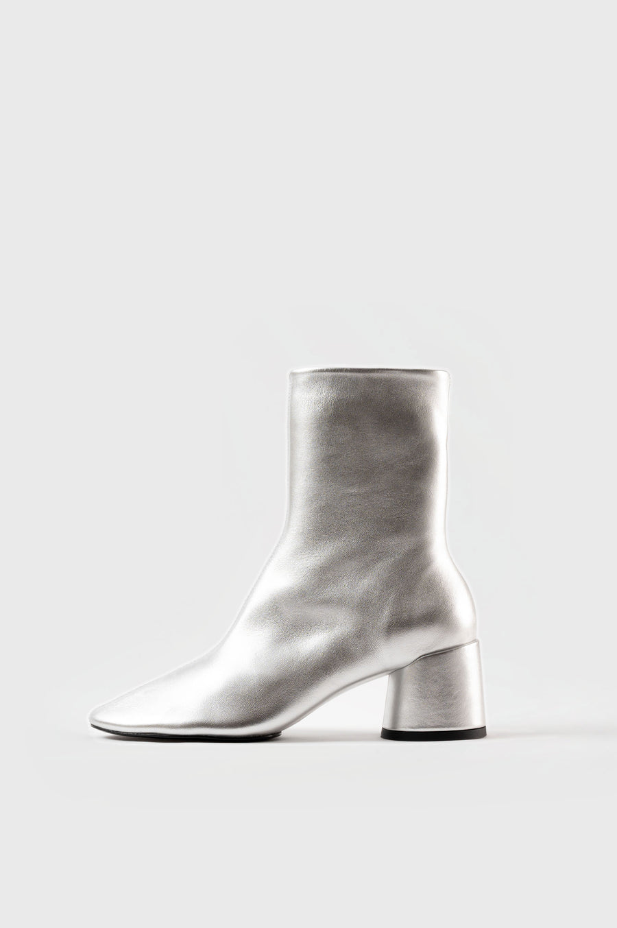 FLAVIA - Silver Leather Ankle Boots