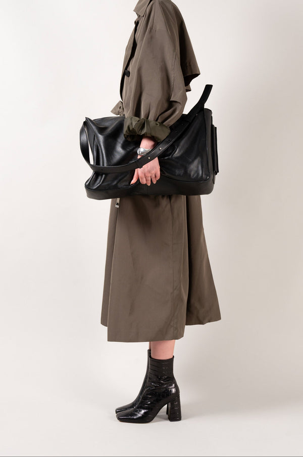 GALEA - Black Faux Croco Leather Ankle Boots