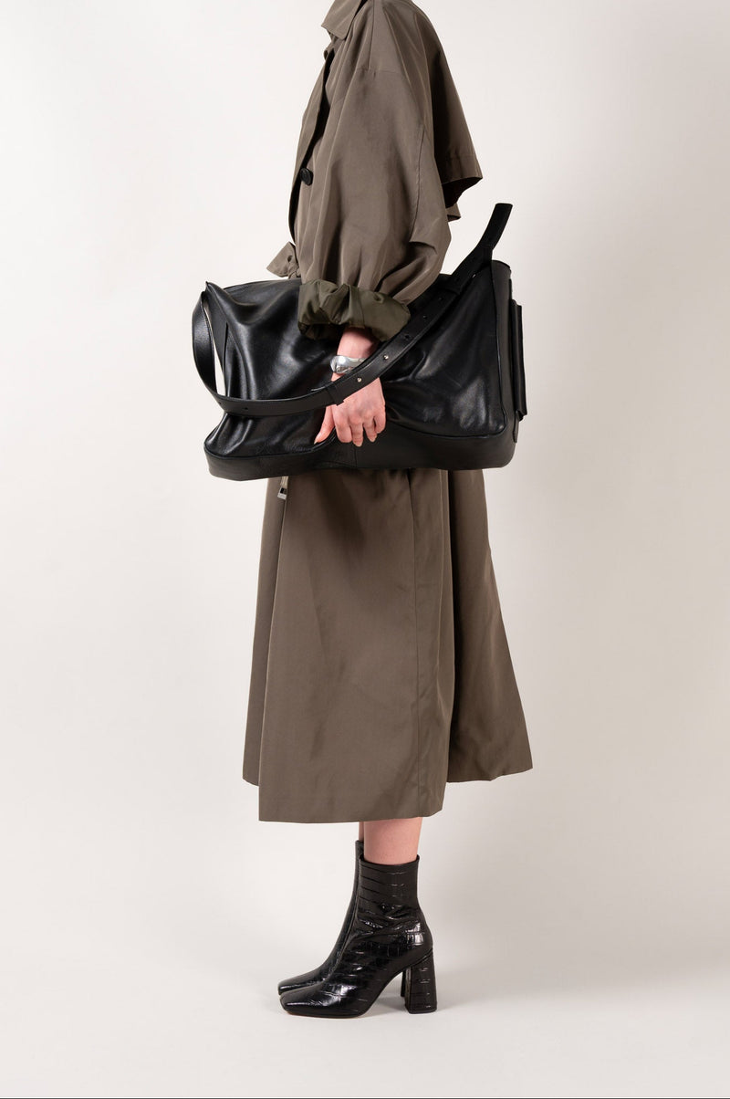 GALEA - Black Faux Croco Leather Ankle Boots