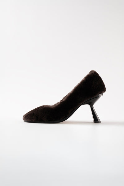 GIGI - Dark brown Faux Fur Pumps