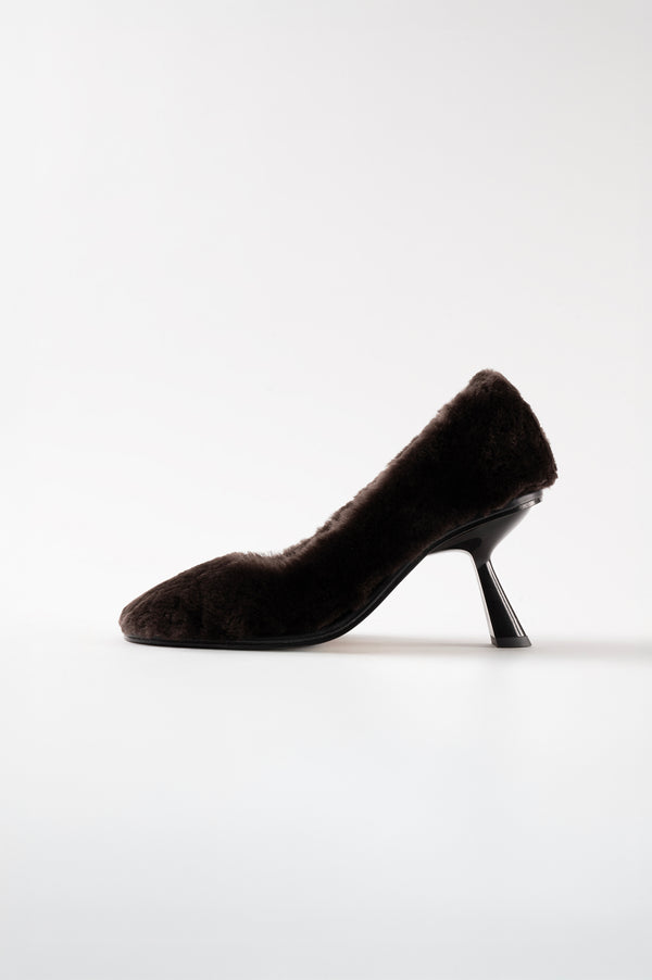 GIGI - Dark brown Faux Fur Pumps