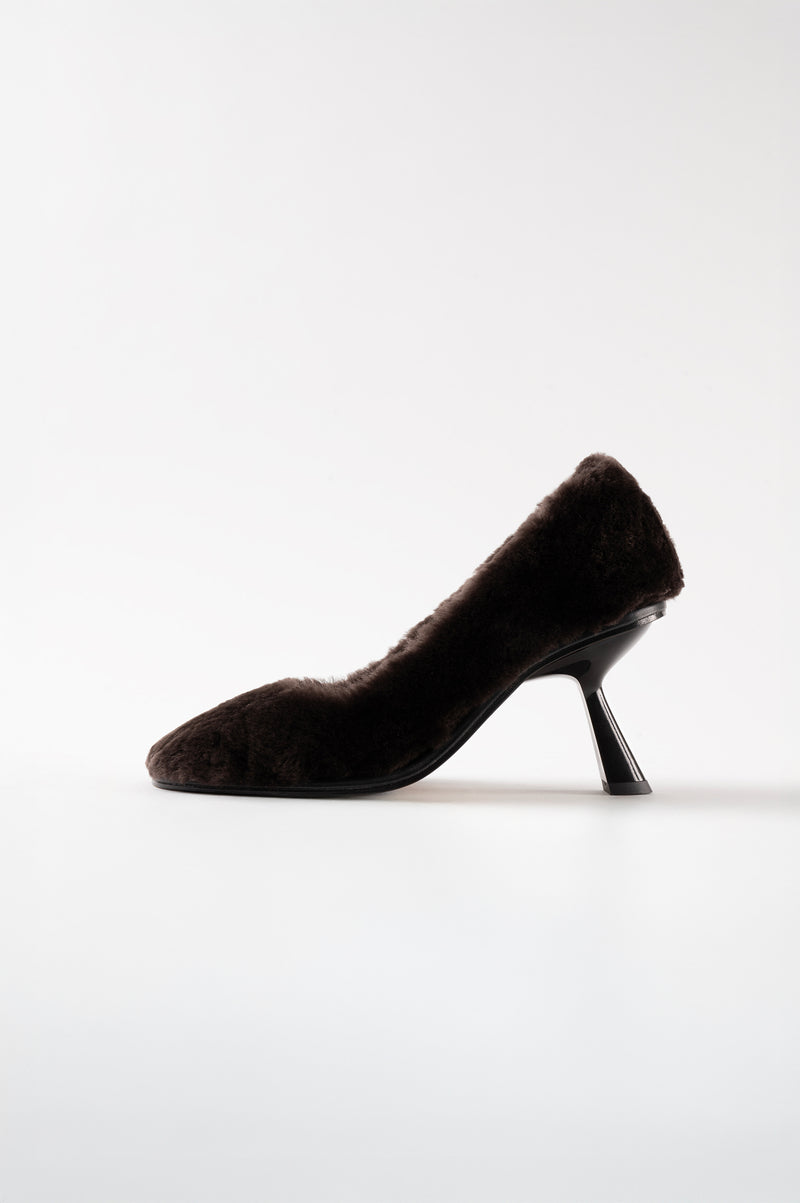 GIGI - Dark brown Faux Fur Pumps
