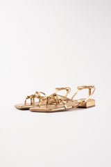 GINGER - Gold Woven Leather Flats