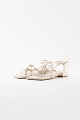 GINGER - White Woven Leather Flats