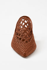 GLORIA - Brown Woven Leather Flat Shoes