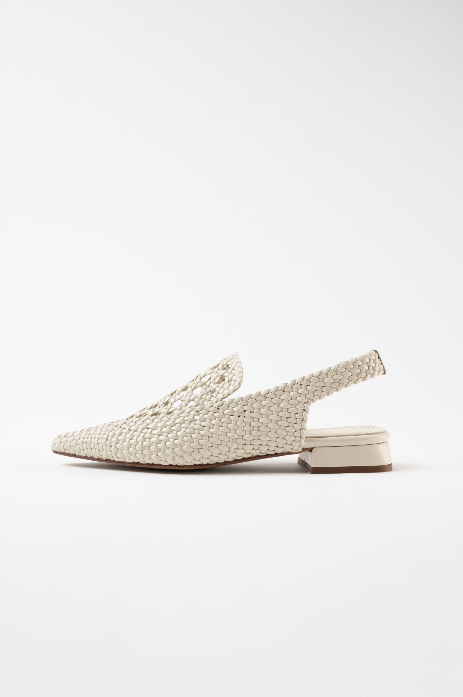 GLORIA - White Woven Leather Flat Shoes