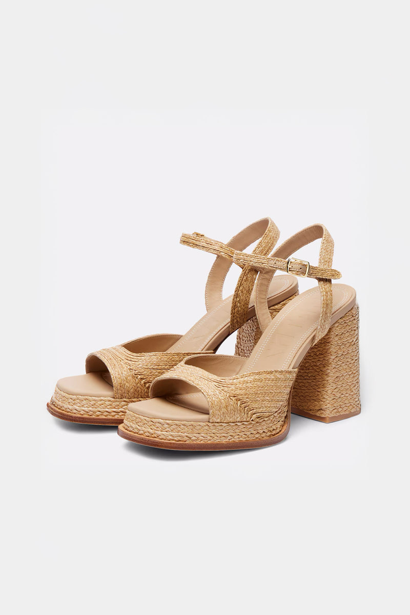 GRACIA - Natural Raffia Platform Sandals