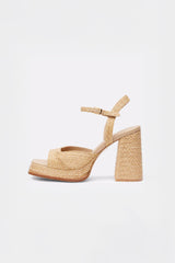 GRACIA - Natural Raffia Platform Sandals