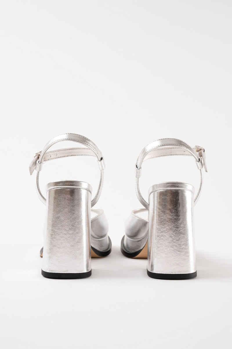 GRACIA - Silver Leather Platform Sandals