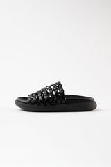 IBIZA - Black Woven Leather Sandals