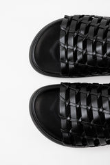 IBIZA - Black Woven Leather Sandals