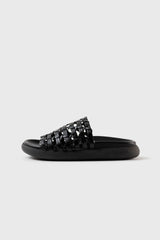 Ibiza black woven leather sandals - Souliers Martinez