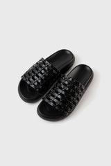 Ibiza black woven leather sandals - Souliers Martinez