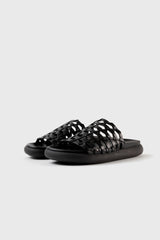 Ibiza black woven leather sandals - Souliers Martinez