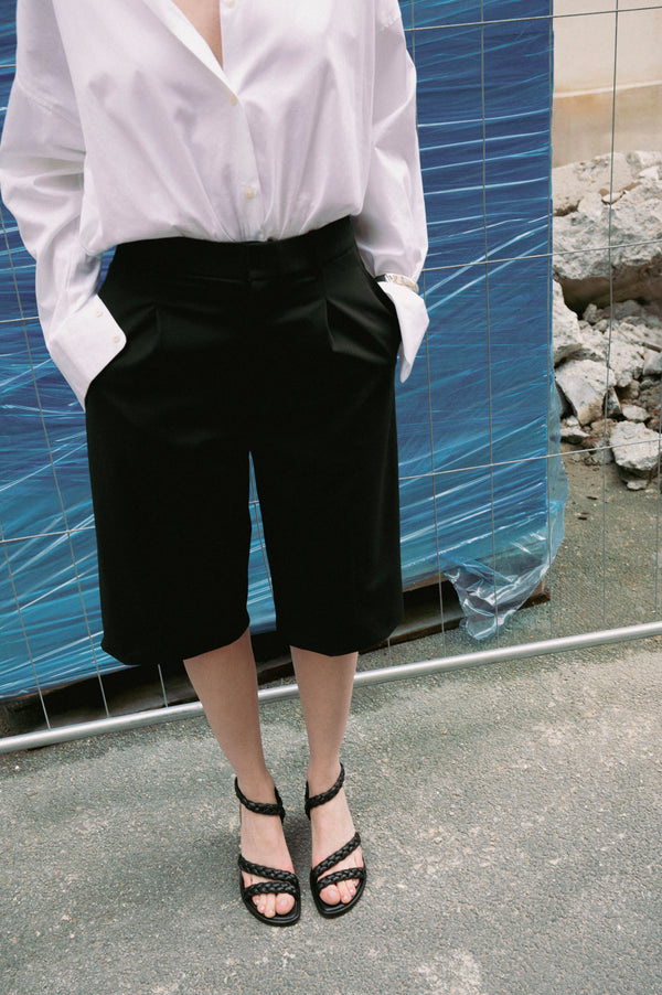 ISA - Black Woven Leather Sandals