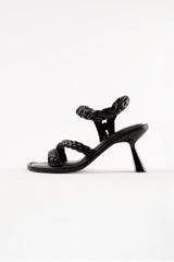 ISA - Black Woven Leather Sandals