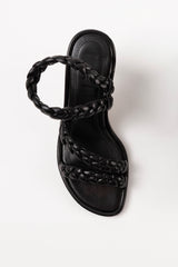 ISA - Black Woven Leather Sandals