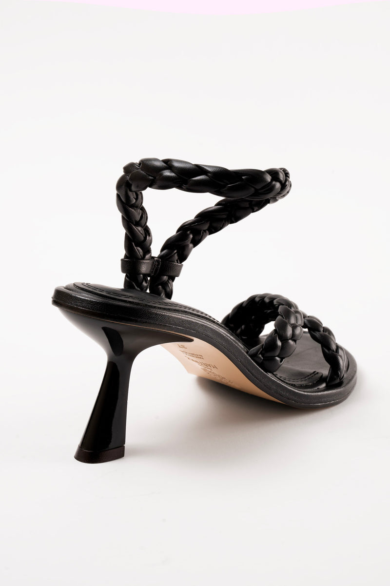 ISA - Black Woven Leather Sandals