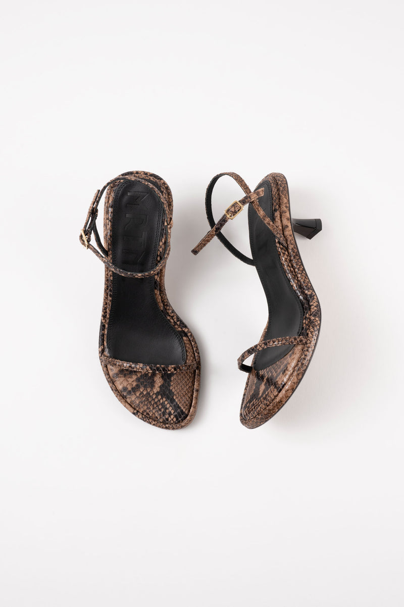 IVONE - Dark Brown Python Leather Sandals