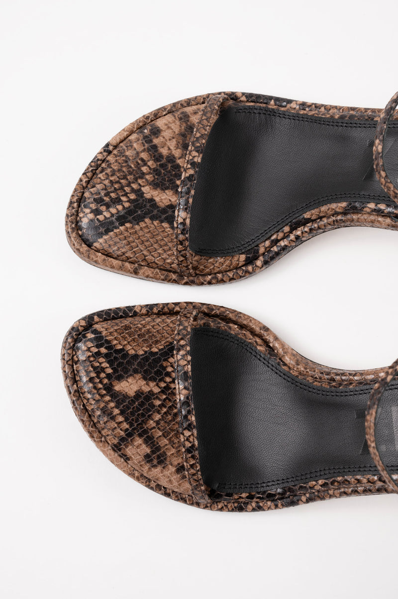 IVONE - Dark Brown Python Leather Sandals