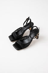 LÉA - Black Woven Leather Sandals