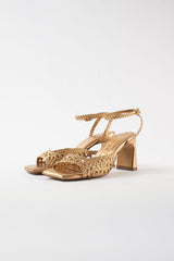 LÉA - Gold Woven Leather Sandals