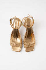 LÉA - Gold Woven Leather Sandals