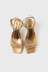 LÉA - Gold Woven Leather Sandals
