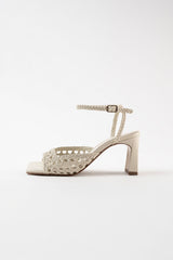 LÉA - White Woven Leather Sandals