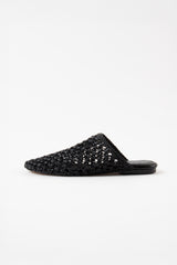 MALLORCA - Black Woven Leather Sandals