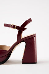 MALASANA - Burgundy Leather Platform Pumps