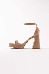 MARGAUX - Light Brown Patent Leather Platform Sandals