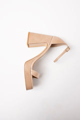 MARGAUX - Light Brown Patent Leather Platform Sandals