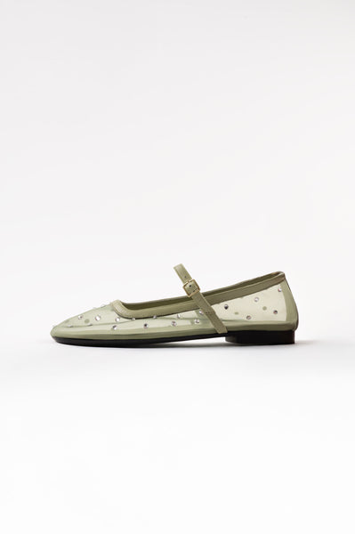 MYLENA - Light Green Tulle With Strass Ballerina – Souliers