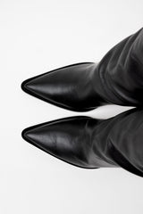 NEVADA - Black Leather Knee-High Boots