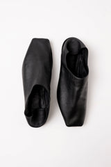 ALTAMIRA - Black Woman Soft Leather Sacchetto Flat Slippers
