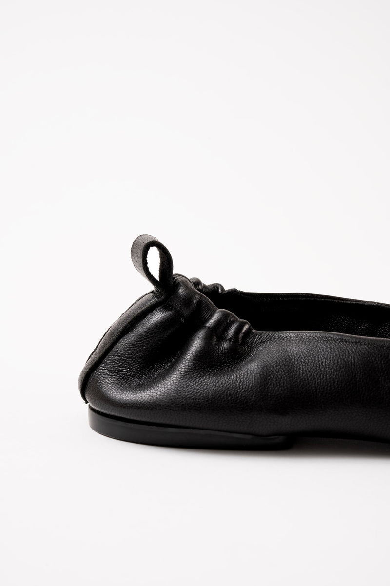 MONTJUIC - Black Soft Leather Sacchetto Ballerina Flats