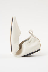 MONTJUIC - White Soft Leather Sacchetto Ballerina Flats