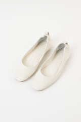 MONTJUIC - White Soft Leather Sacchetto Ballerina Flats