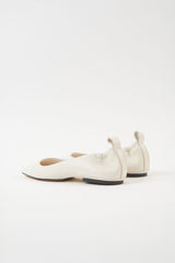 MONTJUIC - White Soft Leather Sacchetto Ballerina Flats