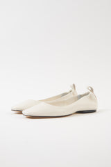 MONTJUIC - White Soft Leather Sacchetto Ballerina Flats