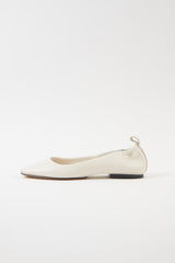 MONTJUIC - White Soft Leather Sacchetto Ballerina Flats