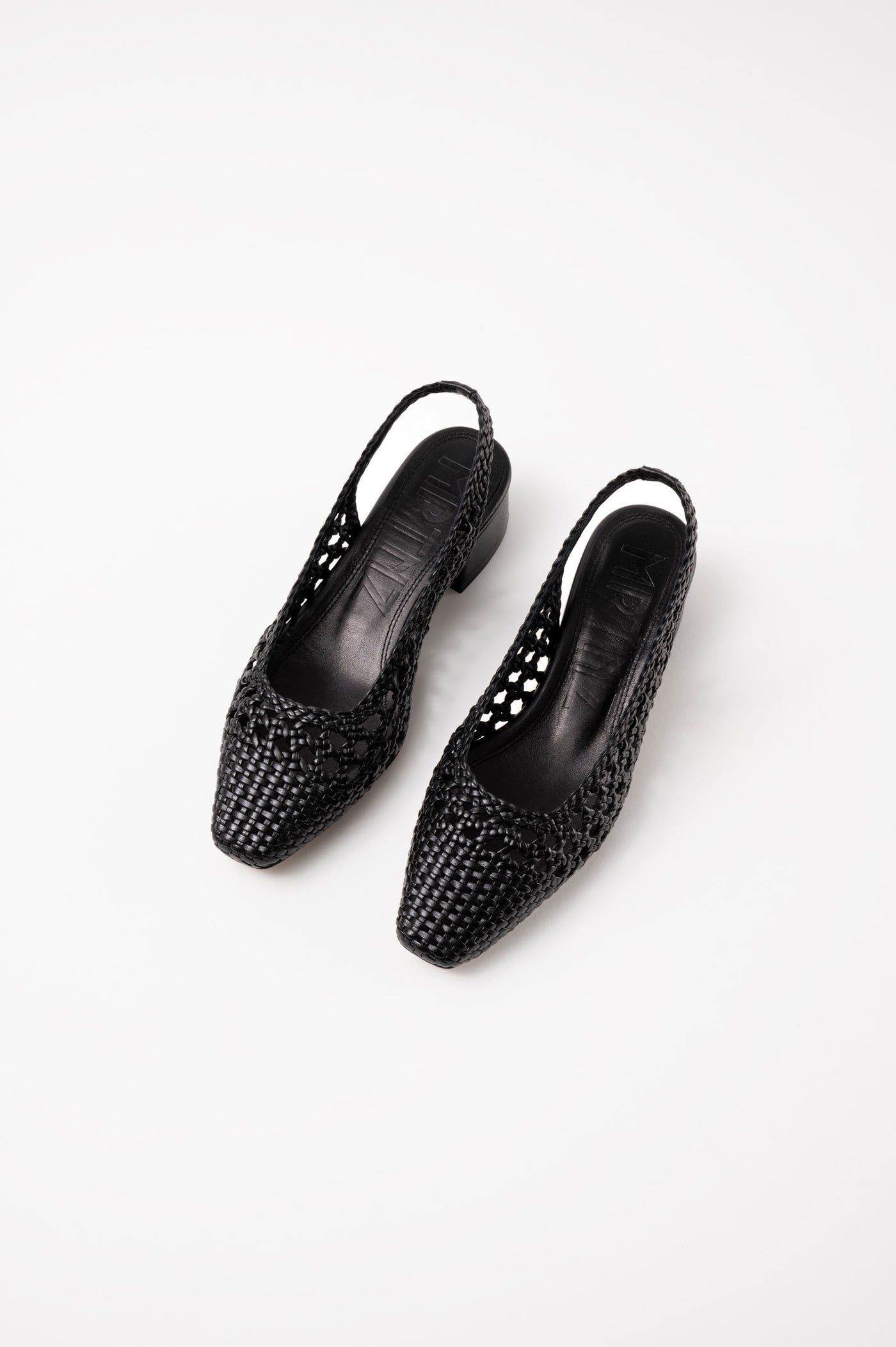 NOVA TARRAGONA - Black Woven Leather Slingback Ballerina