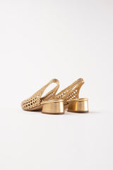 NOVA TARRAGONA - Gold Woven Leather Slingback Ballerina Flats